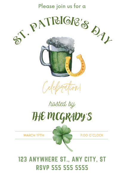 St. Patrick's Day Party Invitation Template - CreativeRino