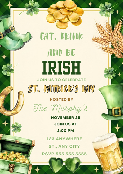St. Patrick's Day Party Invitation Template - CreativeRino