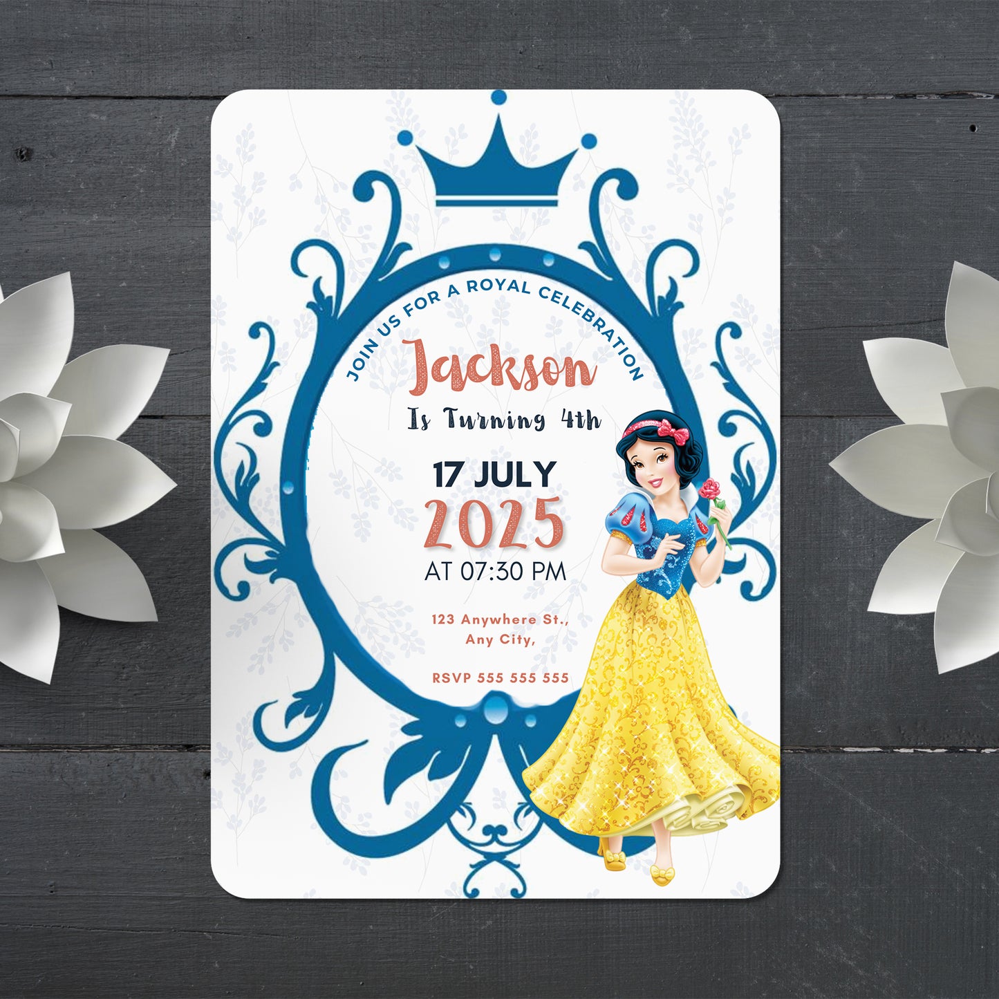 Snow White Birthday Invitation Template - CreativeRino