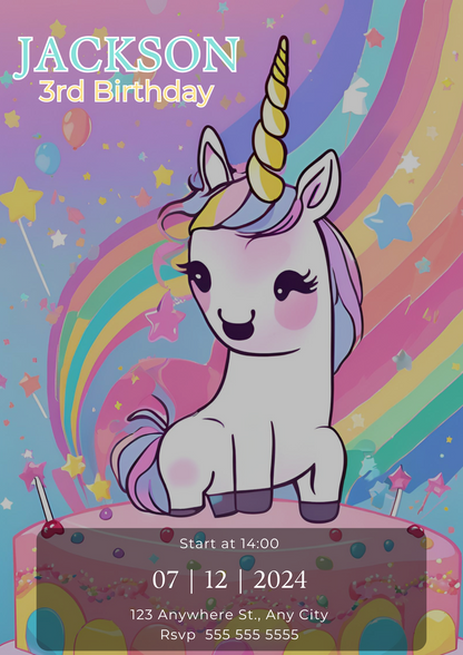 Unicorn Birthday Invitation Template - CreativeRino