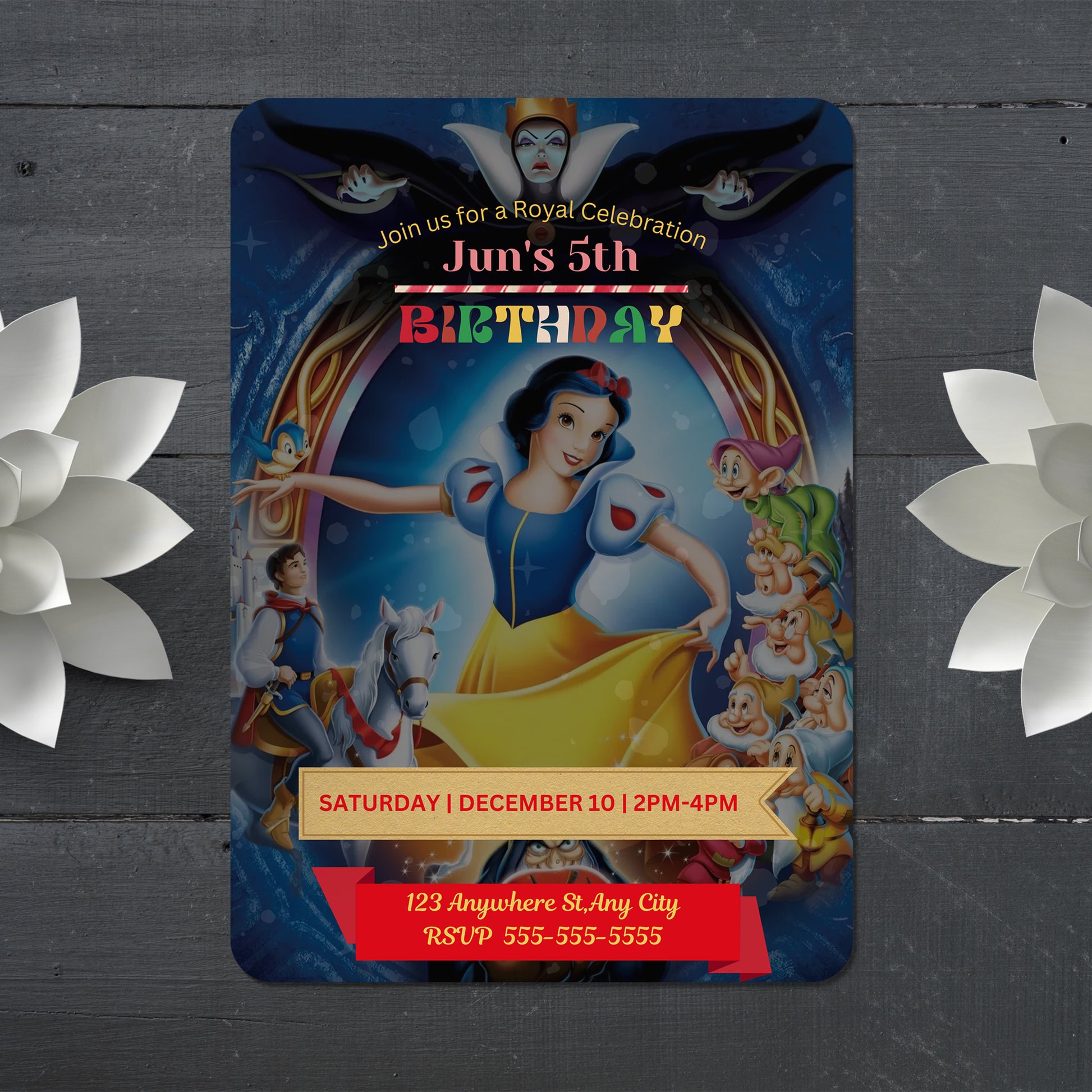 Snow White Birthday Invitation Template - CreativeRino
