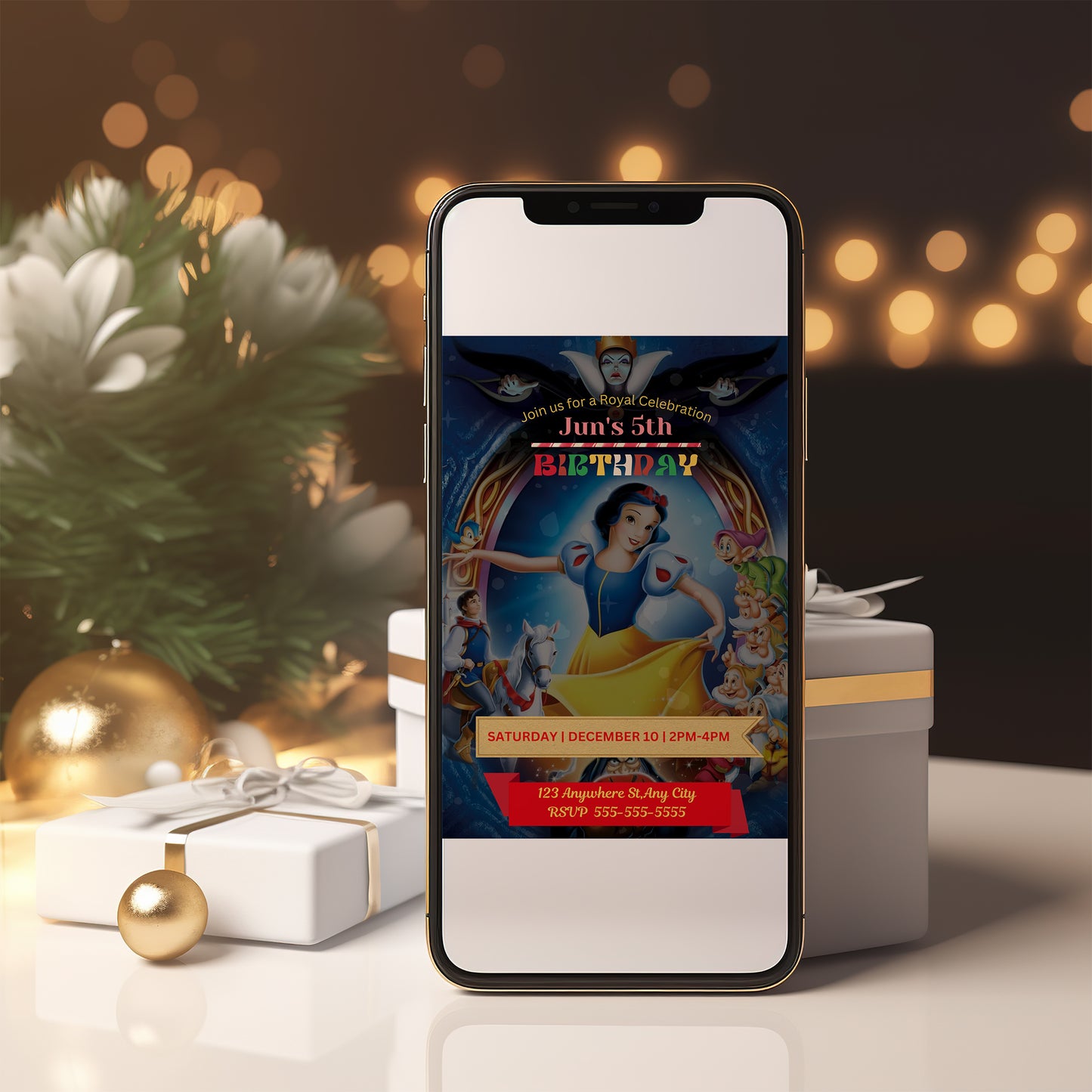 Snow White Birthday Invitation Template - CreativeRino