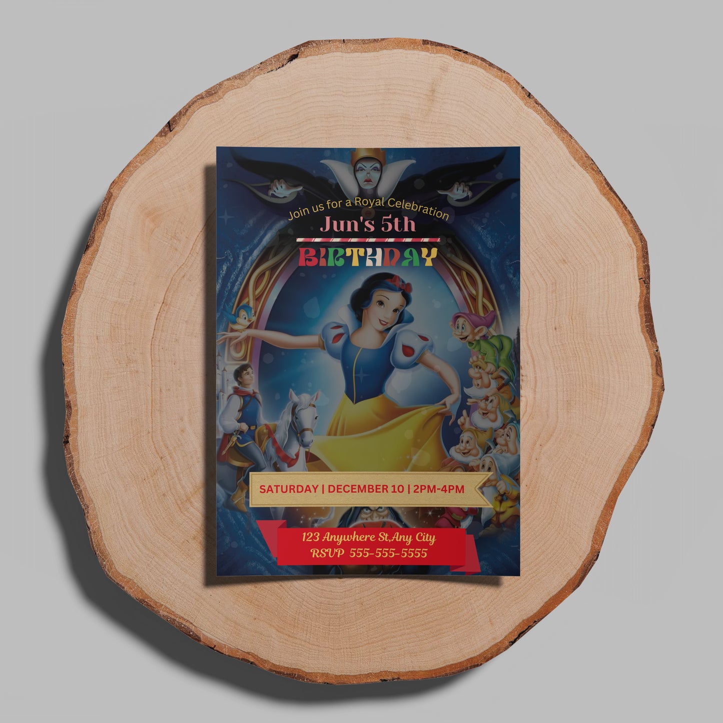 Snow White Birthday Invitation Template - CreativeRino