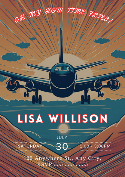 Airplane Birthday Invitation Template - CreativeRino