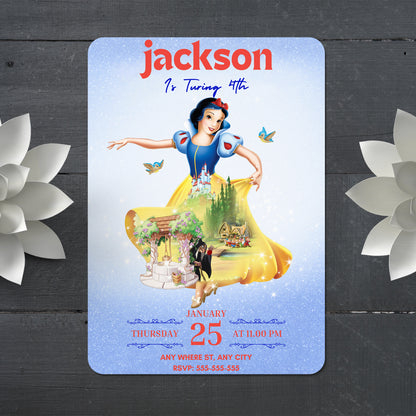 Snow White Birthday Invitation Template - CreativeRino