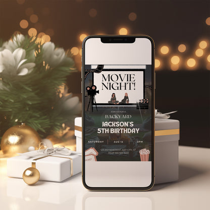 Movie Night Birthday Invitation Template - CreativeRino