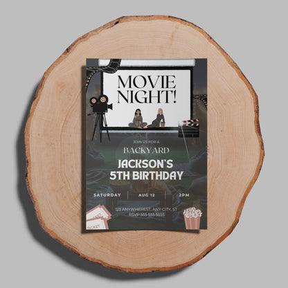 Movie Night Birthday Invitation Template - CreativeRino