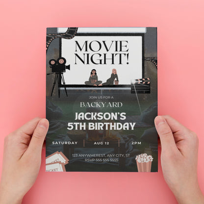 Movie Night Birthday Invitation Template - CreativeRino