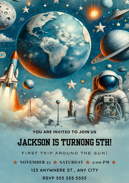 Space Birthday Invitation Template - CreativeRino