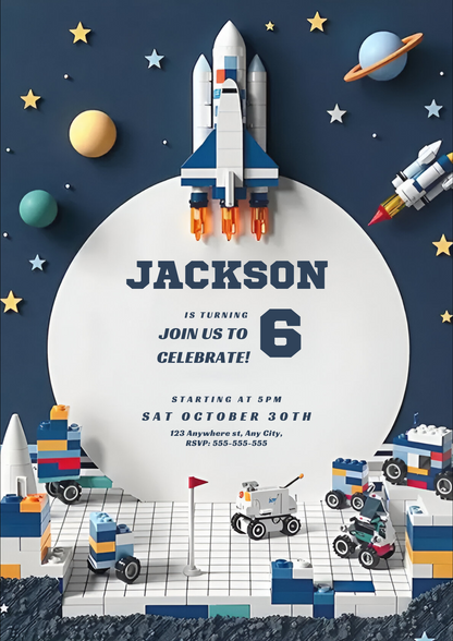Outer Space Birthday Invitation Template - CreativeRino