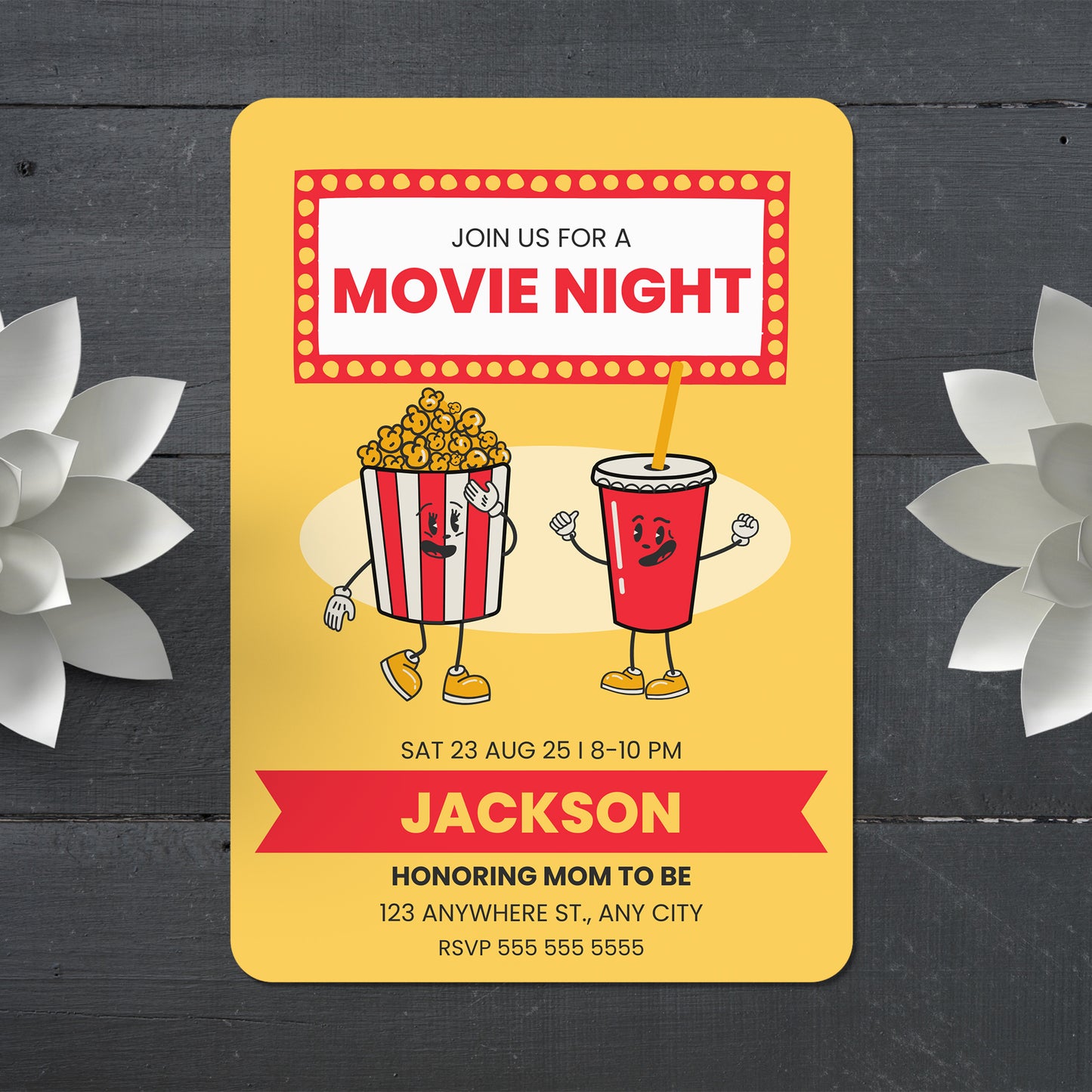 Movie Night Birthday Invitation Template - CreativeRino