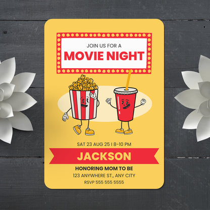Movie Night Birthday Invitation Template - CreativeRino