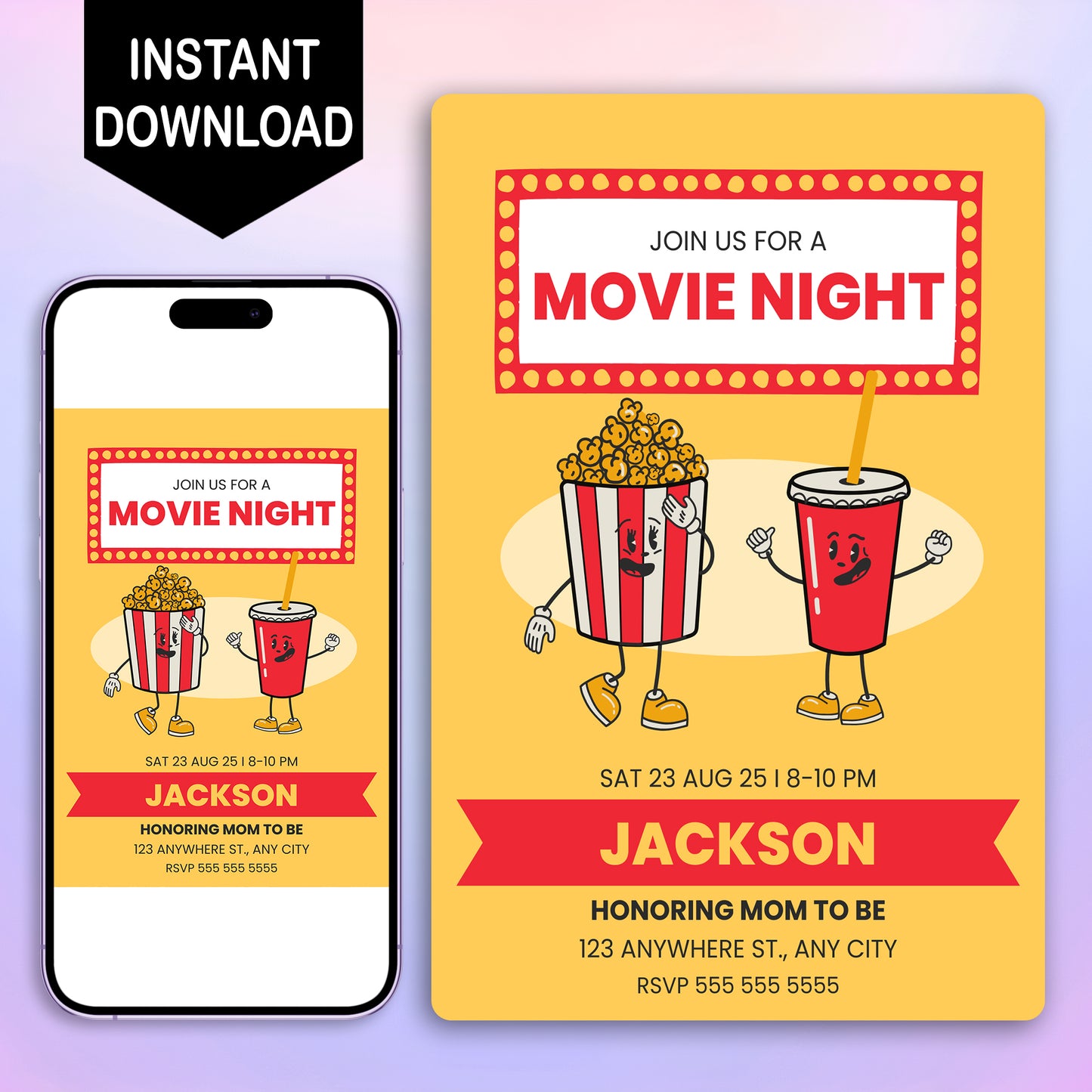 Movie Night Birthday Invitation Template - CreativeRino