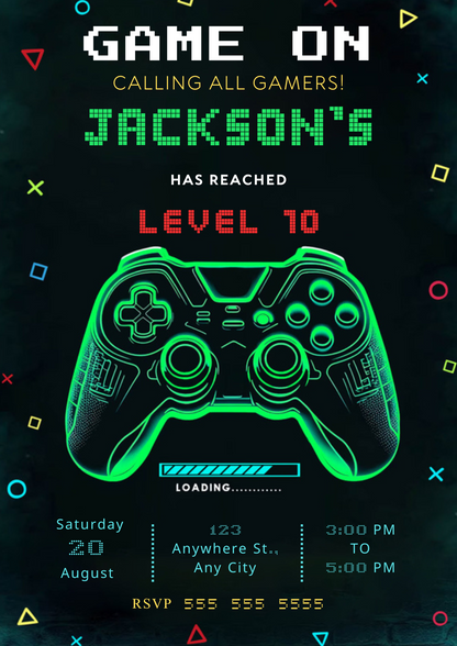 Video Game Invitation Template - CreativeRino