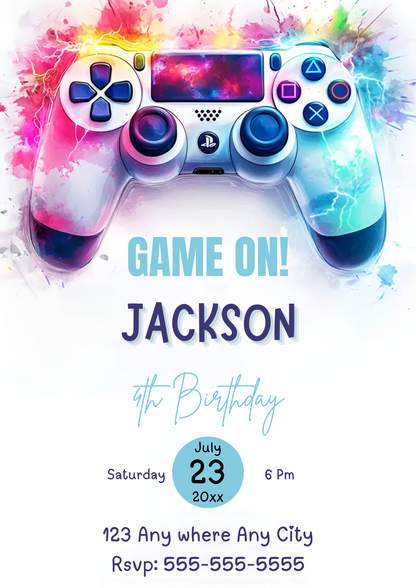 Video Game Birthday Invitation Template - CreativeRino