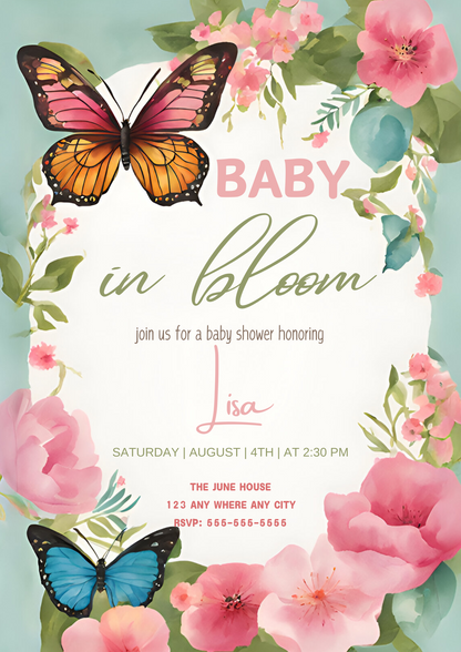 Baby in Bloom Invitation Template - CreativeRino