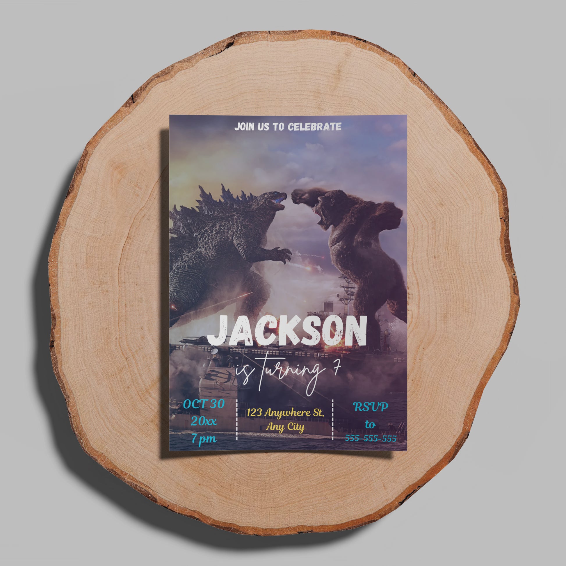 Godzilla x Kong Birthday Invitation Template - CreativeRino