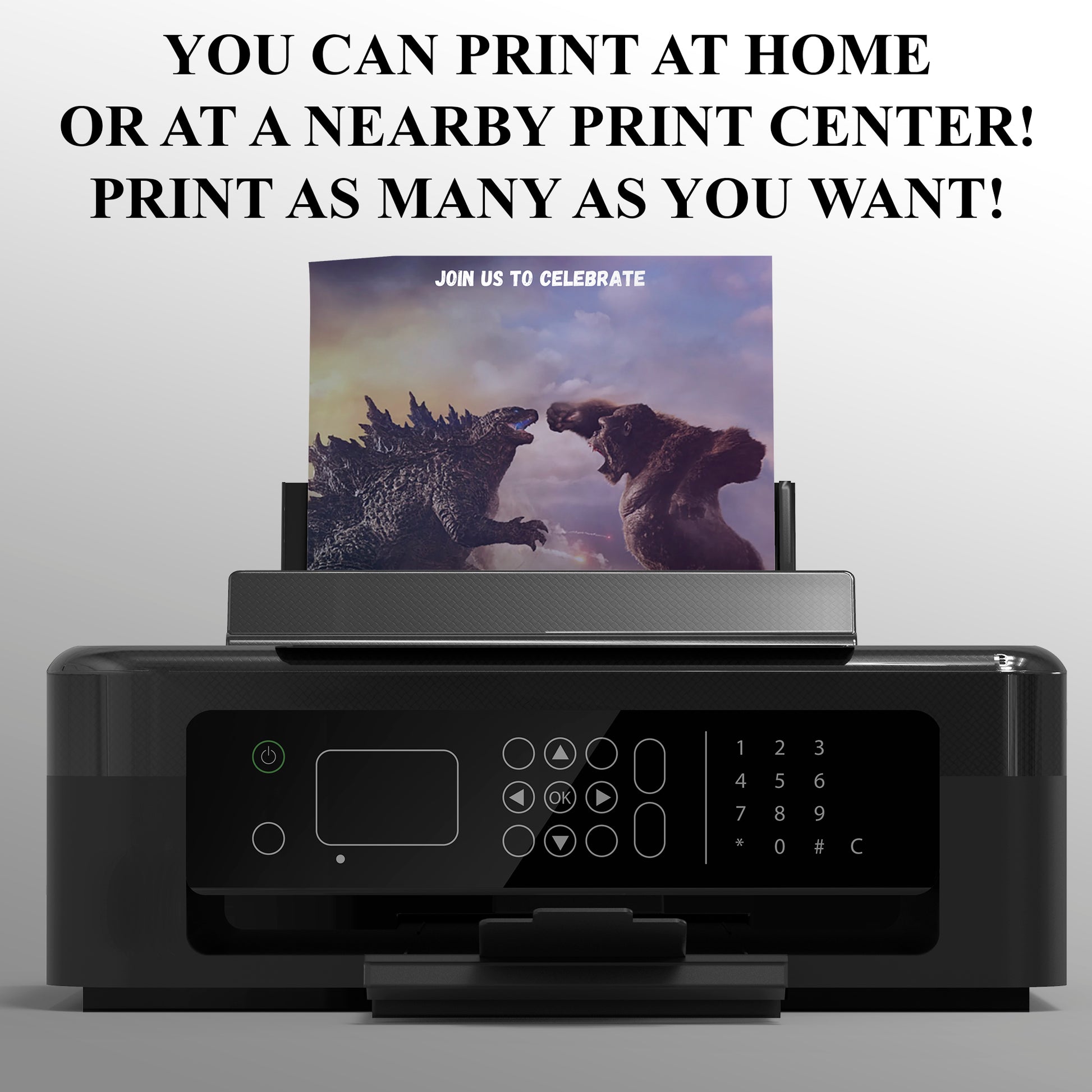 Godzilla x Kong Birthday Invitation Template - CreativeRino