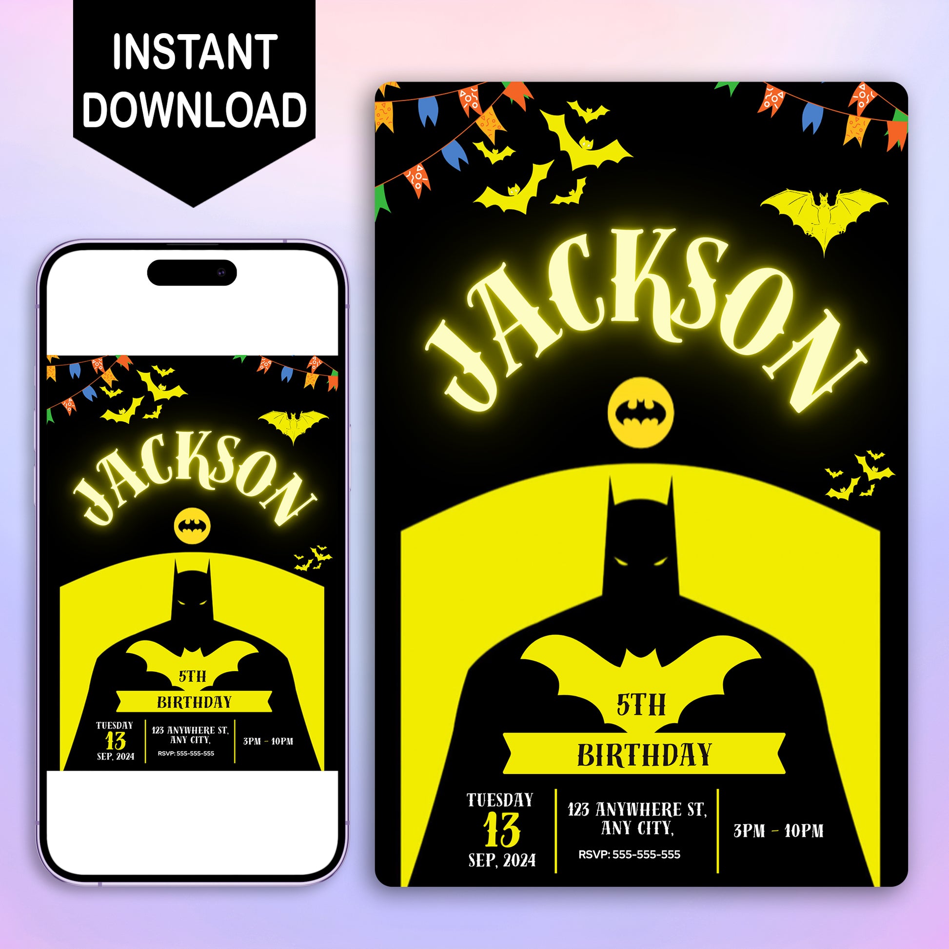 Batman Birthday Invitation Template - CreativeRino