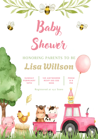 Farm Baby Shower Invitation Template - CreativeRino