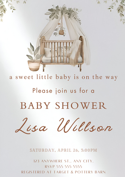 Baby Shower Invitation Template - CreativeRino
