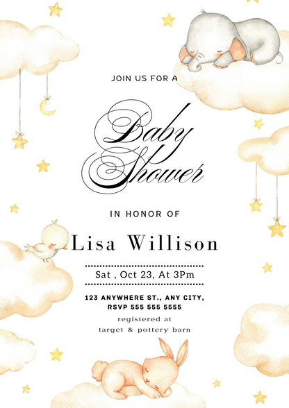 Baby Shower Invitation Template - CreativeRino