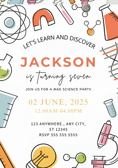 Science Birthday Invitation Template - CreativeRino