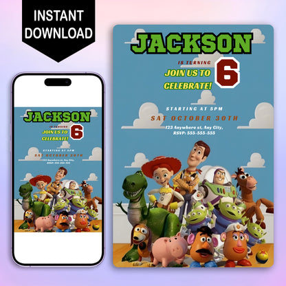 Toy Story Birthday Invitation Template - CreativeRino