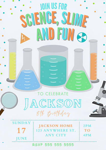 Science Slime Party Invitation Template - CreativeRino