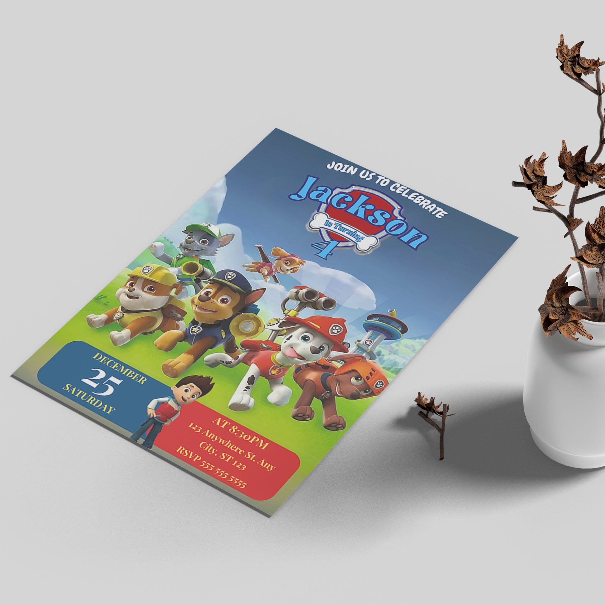 Custom Paw Patrol Party Invitation for Kids - CreativeRino