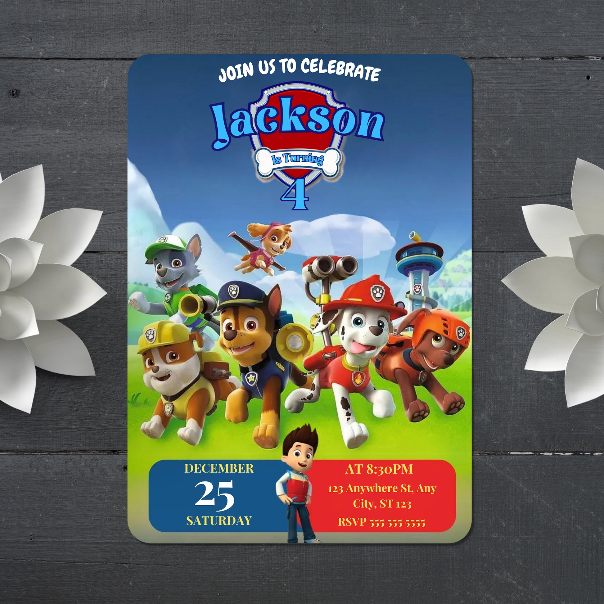 Custom Paw Patrol Party Invitation for Kids - CreativeRino
