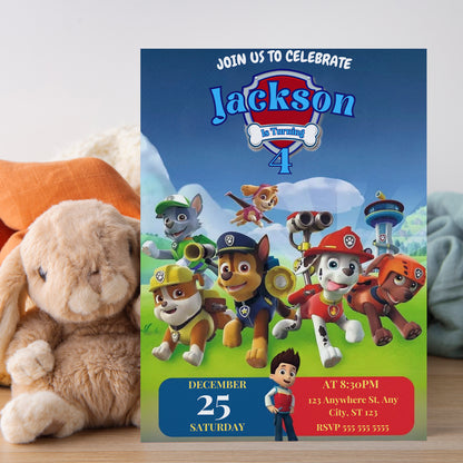 Custom Paw Patrol Party Invitation for Kids - CreativeRino