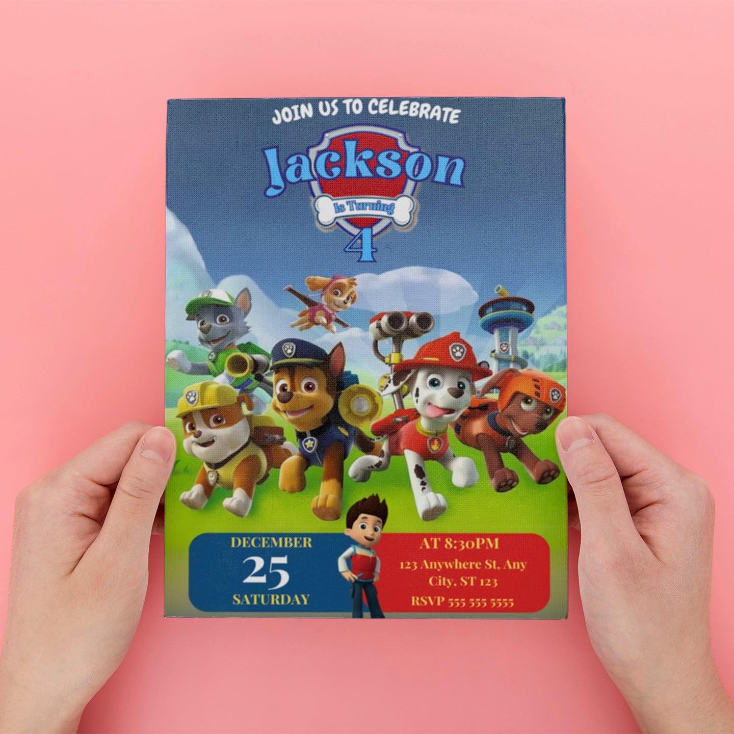 Custom Paw Patrol Party Invitation for Kids - CreativeRino