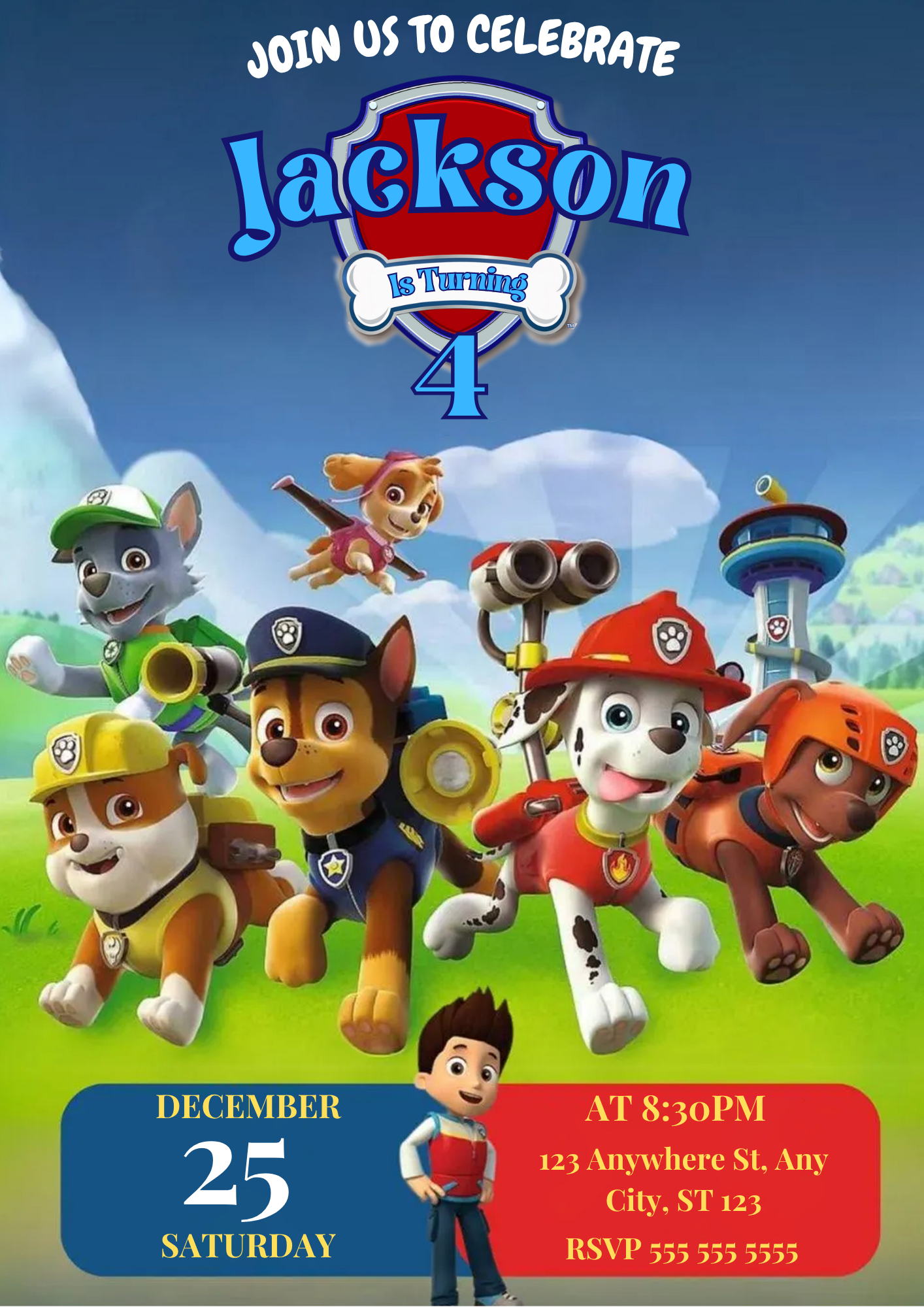 Custom Paw Patrol Party Invitation for Kids - CreativeRino