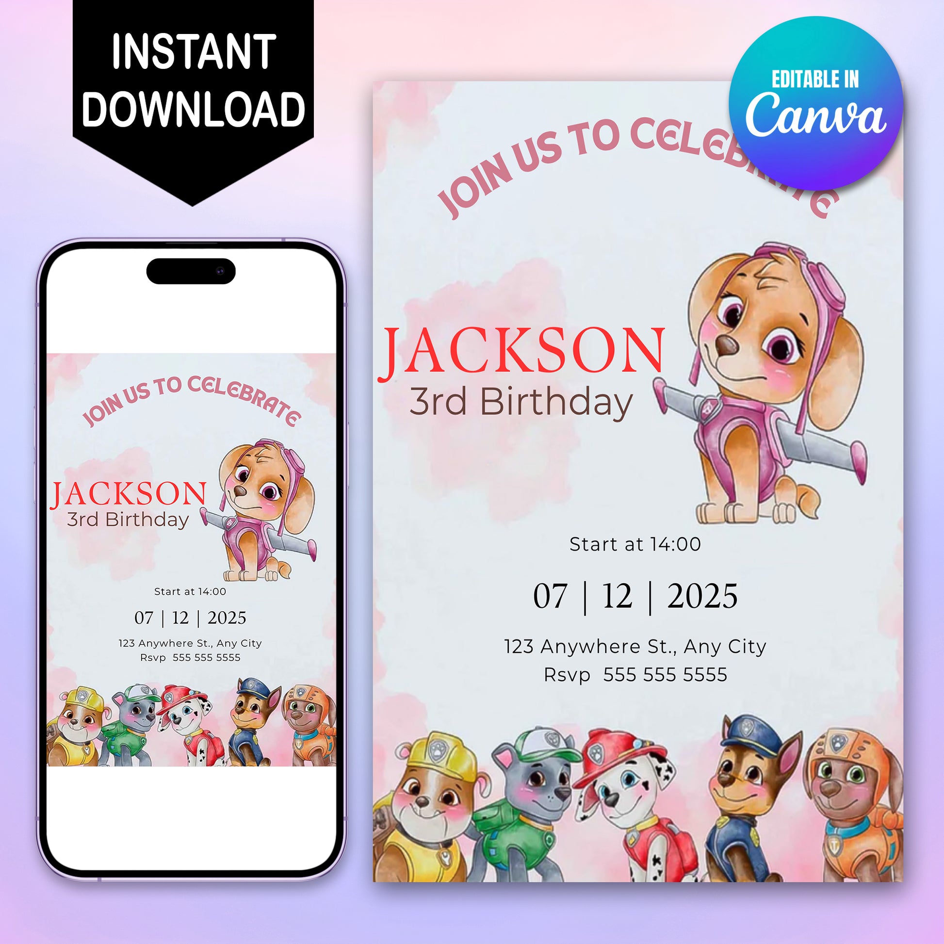 Editable Paw Patrol Birthday Party Template - CreativeRino