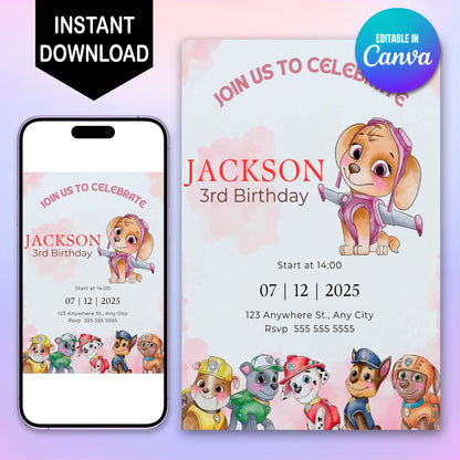 Editable Paw Patrol Birthday Party Template - CreativeRino