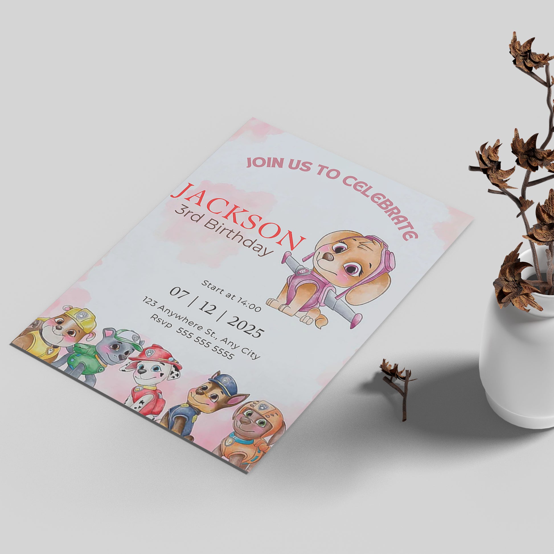 Editable Paw Patrol Birthday Party Template - CreativeRino