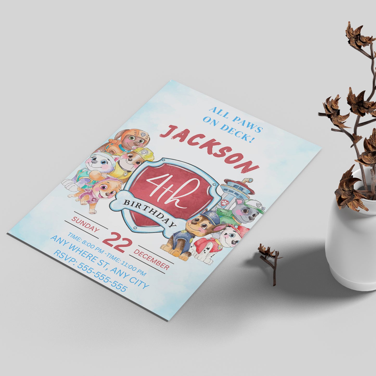 Paw Patrol Party Invite – Instant Download - CreativeRino