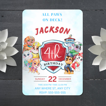 Paw Patrol Party Invite – Instant Download - CreativeRino