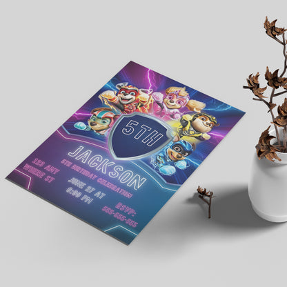 Paw Patrol Theme Birthday Invite for Boys & Girls - CreativeRino