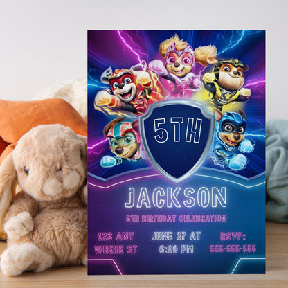 Paw Patrol Theme Birthday Invite for Boys & Girls - CreativeRino