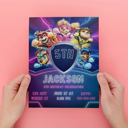 Paw Patrol Theme Birthday Invite for Boys & Girls - CreativeRino
