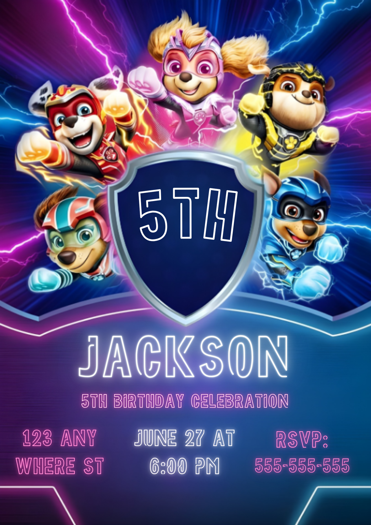 Paw Patrol Theme Birthday Invite for Boys & Girls - CreativeRino