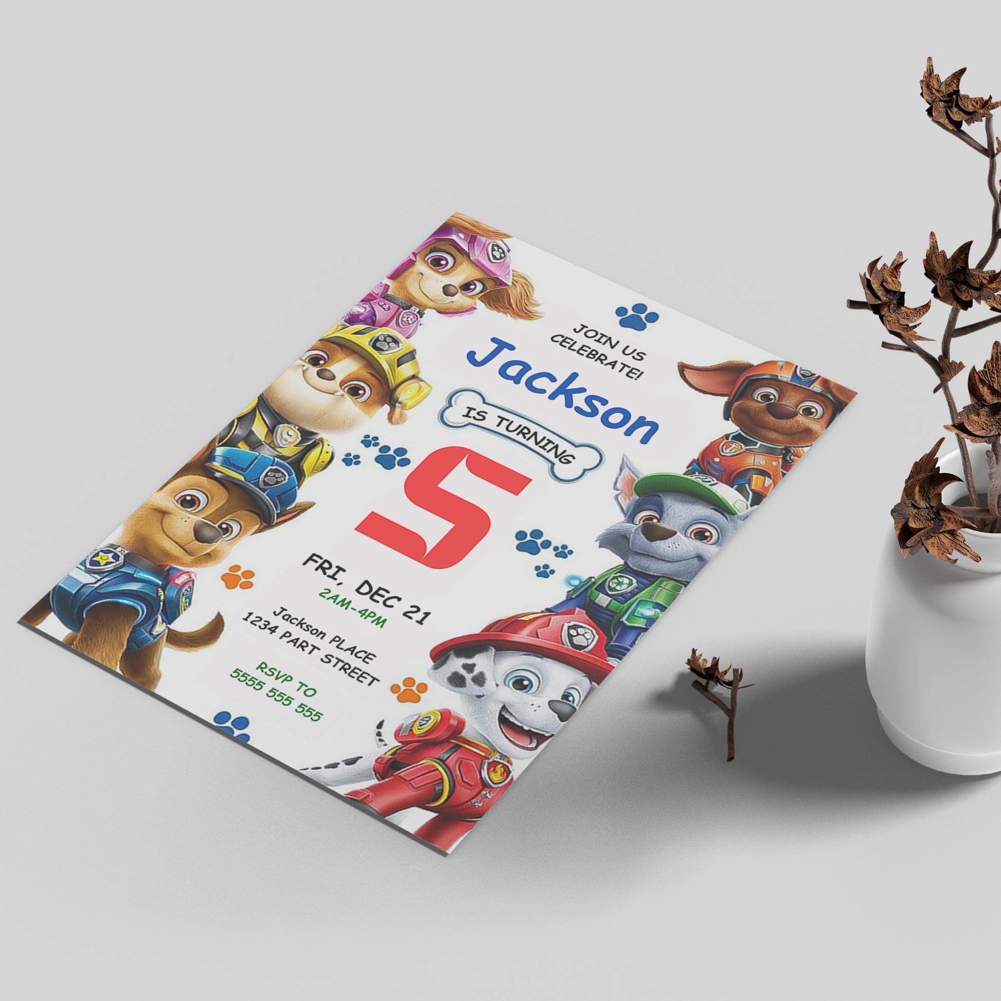 Printable Paw Patrol Party Card for Kids - CreativeRino