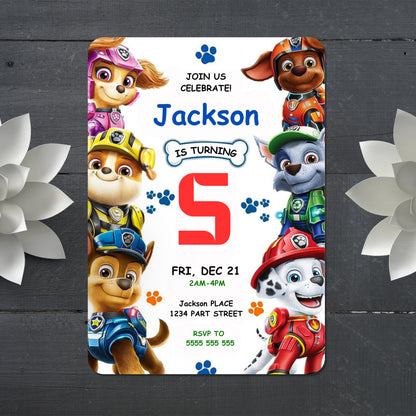 Printable Paw Patrol Party Card for Kids - CreativeRino