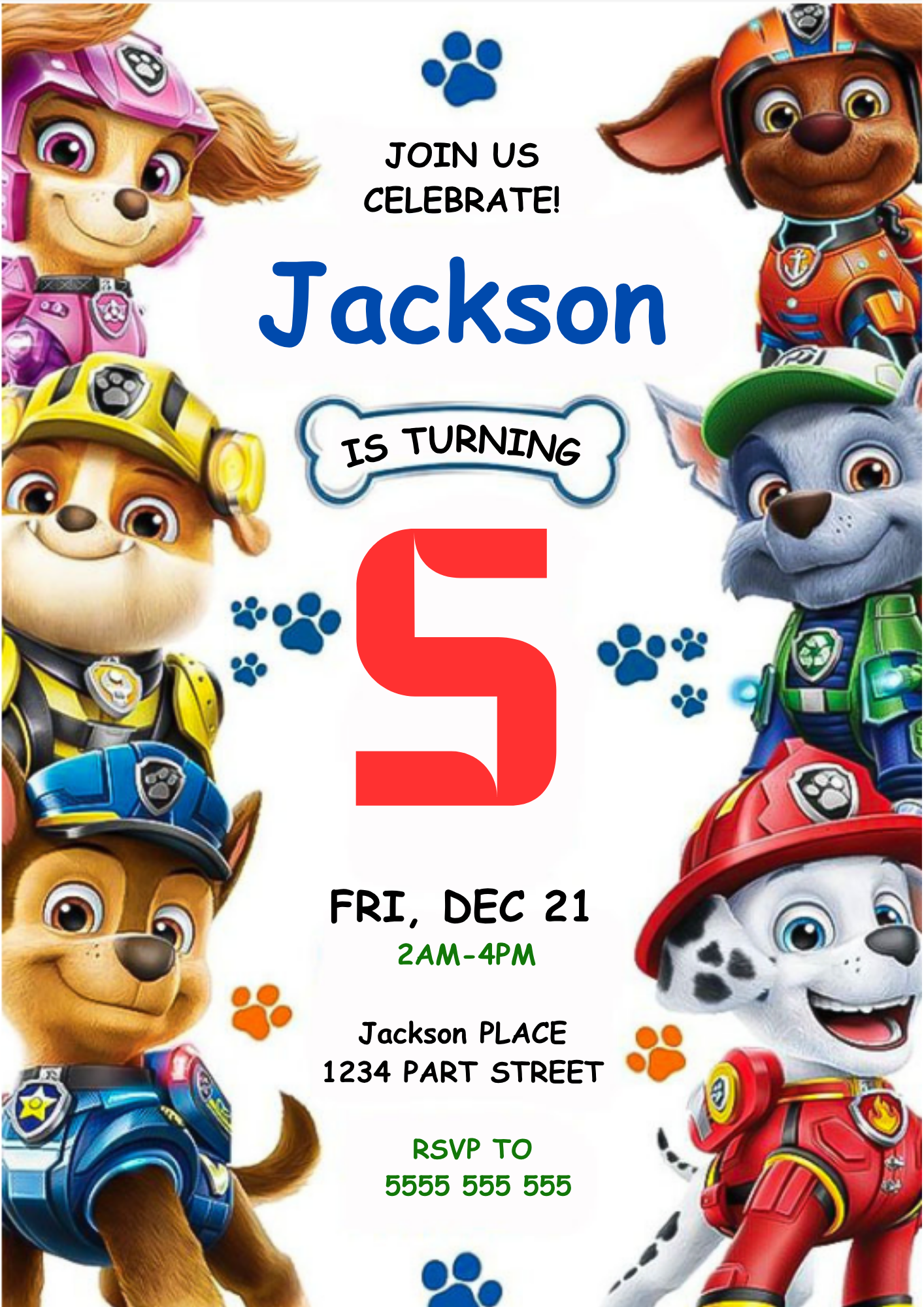 Printable Paw Patrol Party Card for Kids - CreativeRino