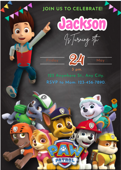 Paw Patrol Birthday Invite - CreativeRino