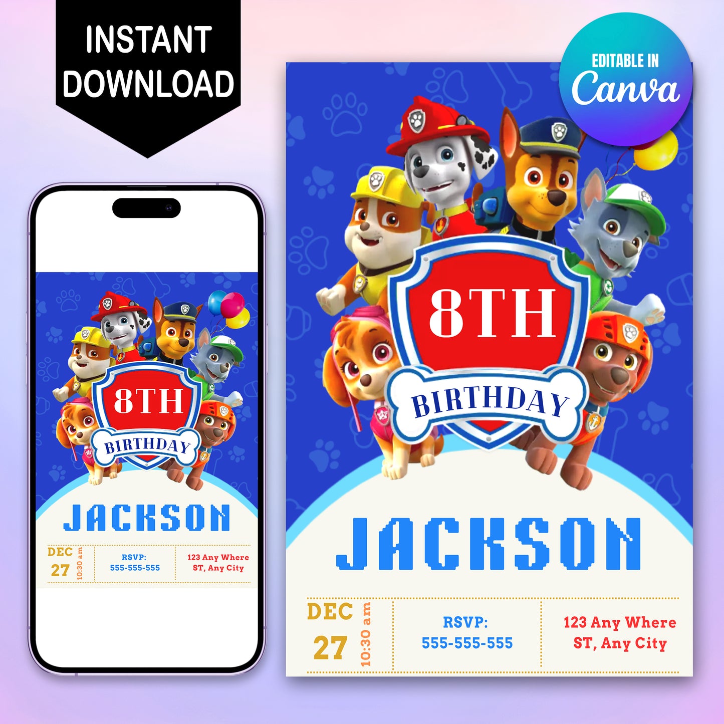 Cute Paw Patrol Invitation Template for Parties - CreativeRino