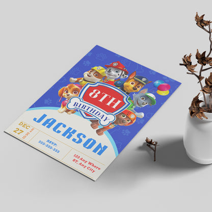 Cute Paw Patrol Invitation Template for Parties - CreativeRino