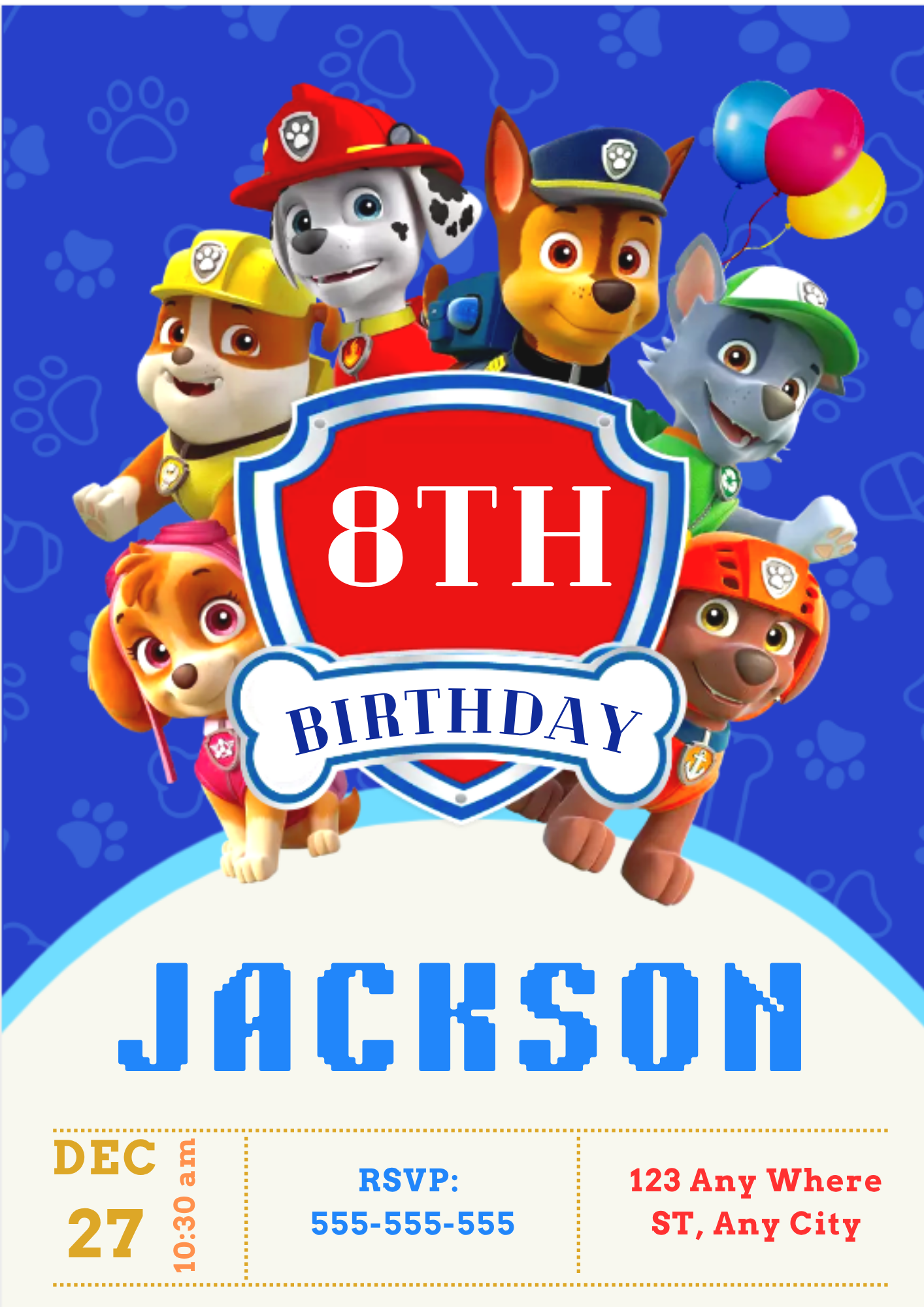 Cute Paw Patrol Invitation Template for Parties - CreativeRino
